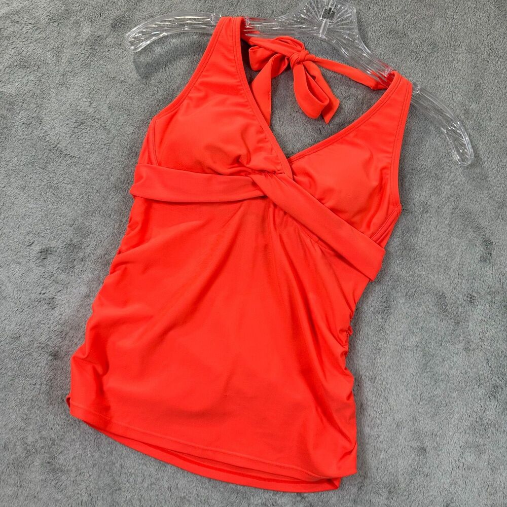 Athleta Tankini Top 32 B/C Tall | Built-In Cups, Criss-Cross Halter Orange